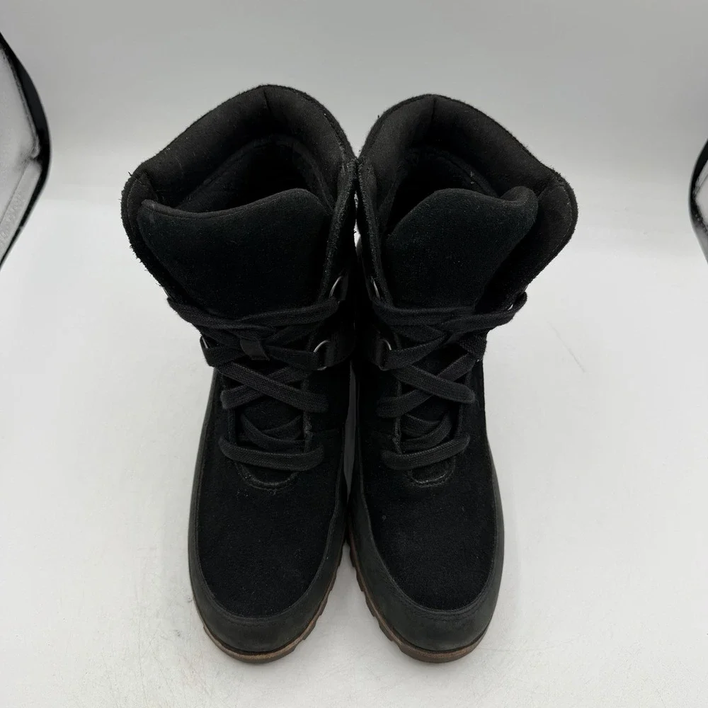UGG Kriston Mole‎ Wedge Boots Womens Sz 8.5 Black Leather Waterproof 1108629